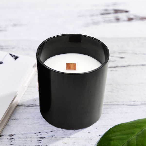 wooden wick glass jar candle